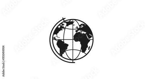 Black and white earth globe symbol.