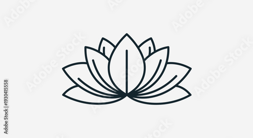 Lotus Flower Line Art Icon – Minimal Zen Yoga and Spiritual Symbol Vector Illustration