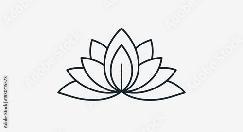 Lotus Flower Line Art Icon – Minimal Zen Yoga and Spiritual Symbol Vector Illustration