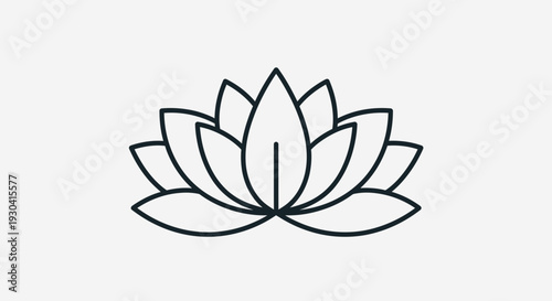 Lotus Flower Line Art Icon – Minimal Zen Yoga and Spiritual Symbol Vector Illustration