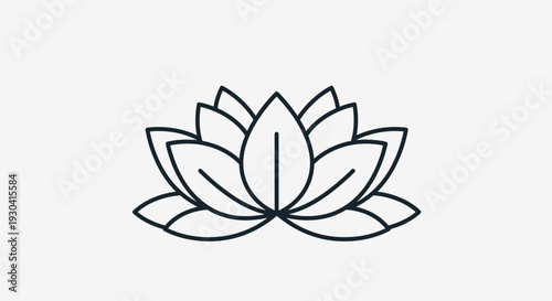 Lotus Flower Line Art Icon – Minimal Zen Yoga and Spiritual Symbol Vector Illustration