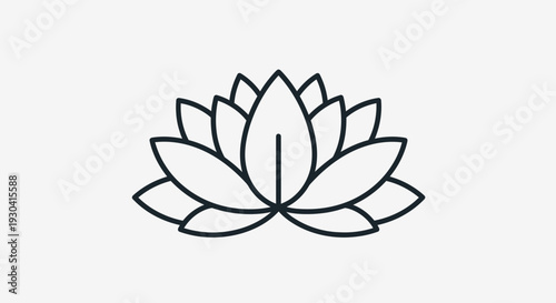 Lotus Flower Line Art Icon – Minimal Zen Yoga and Spiritual Symbol Vector Illustration