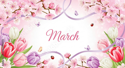 Vibrant spring flowers and butterflies celebrate March arrival