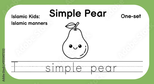 Cute Pear Coloring Page for Kids: Islamic Manners and Simple Learning