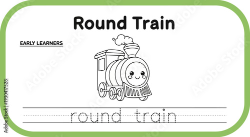 Cute Round Train Coloring Page for Early Learners