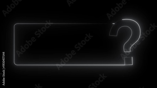 Abstract Neon Question Mark with Glowing Animation on Black Background.