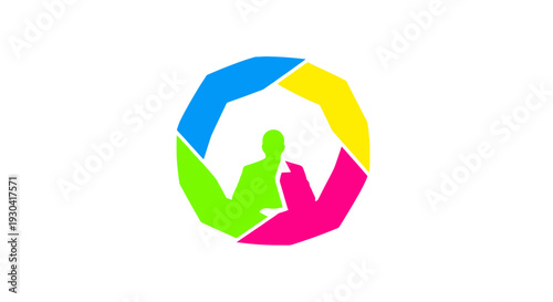 Diverse hands forming a circle together.