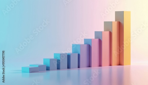 Bar graph shows data increase over time. Simple pastel bars ascend on clean background. Represents growth, progress, and financial success. Data visualization, business analytics concept. Free Download Bar graph shows data increase over time. Simple pastel bars ascend on clean background. Represents growth, progress, and financial success. Data visualization, business analytics concept. - GFXLoad