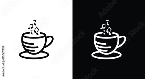 Coffee cup with musical notes a symbol of relaxation and enjoyment.