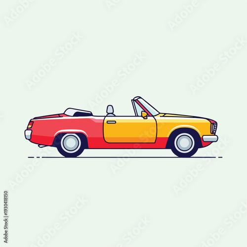 Pixelated illustration of a two-tone convertible car with open top
