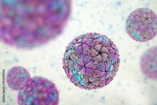 Принти на полотні Foot-and-mouth disease virus virion, 3D illustration