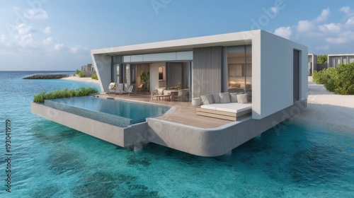 Modern Beachfront Villa with Infinity Pool and Stunning Ocean Views Set in a Tropical Paradise for Luxury Travel and Relaxation