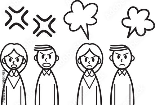 set of vector silhouettes of business people