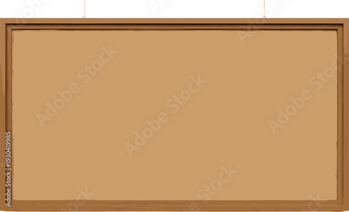 Empty Wooden Bulletin Board with Brown Frame and Blank Cork Surface for Notice Messages Announcements and Office Wall Display Vector Illustration