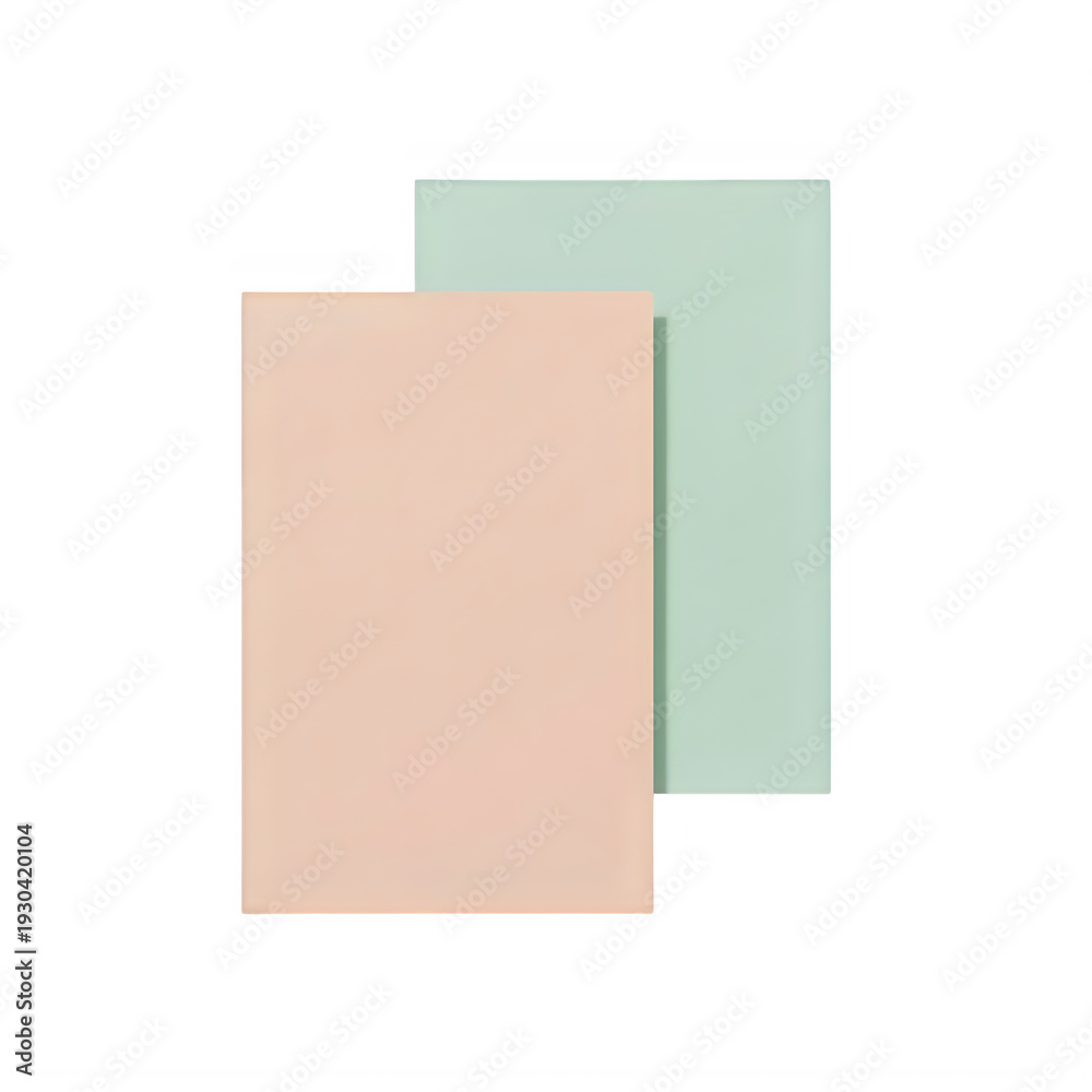 Fototapeta premium Two overlapping sheets of paper in contrasting pastel colors