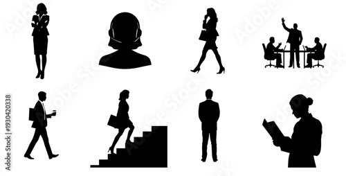 Businessman walking with briefcase and coffee cup in hand silhouette