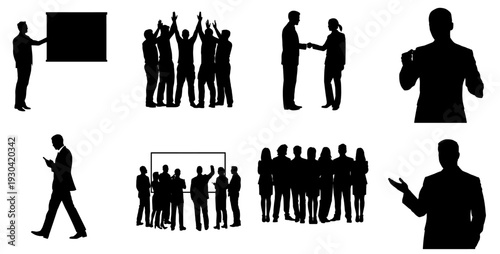 Businessman walking and pointing with finger silhouette