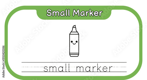 Cute Small Marker Drawing with Handwriting Practice Lines