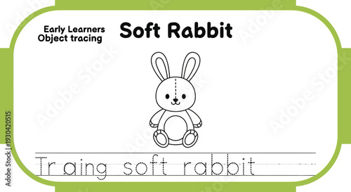 Cute Soft Rabbit Outline for Early Learners Object Tracing Activity