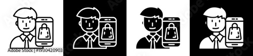 Customer Icon In Flat Version On Black And White Background