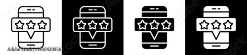 Rating Icon In Flat Version On Black And White Background