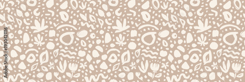 Contemporary floral seamless pattern. Abstract leaf motif. Neutral organic design modern textile print, wallpaper botanical background. Tropical foliage minimal wallpaper textile bg