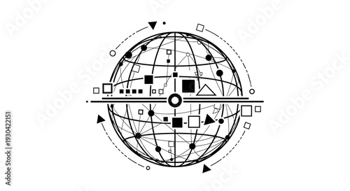 Black and white globe icon design.