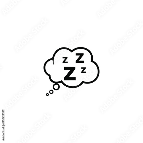 A simple black and white illustration of a thought bubble representing sleep or dreaming with 'Z' letters inside