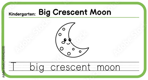 Kindergarten Big Crescent Moon Learning Worksheet for Kids