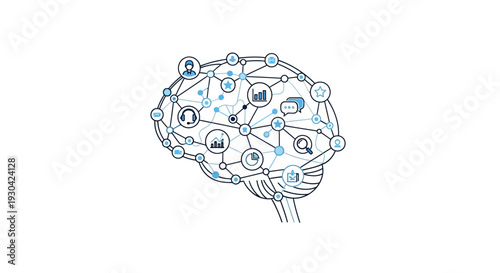 Brain Network Interconnected Intelligence and Data Visualization Concept.