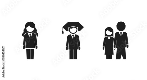 Four people in business attire standing.