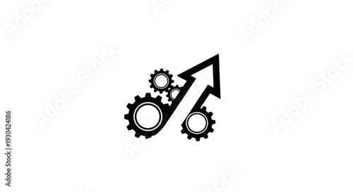 Black gears with arrow icon symbol.