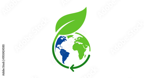 Green leaf earth eco symbol logo.