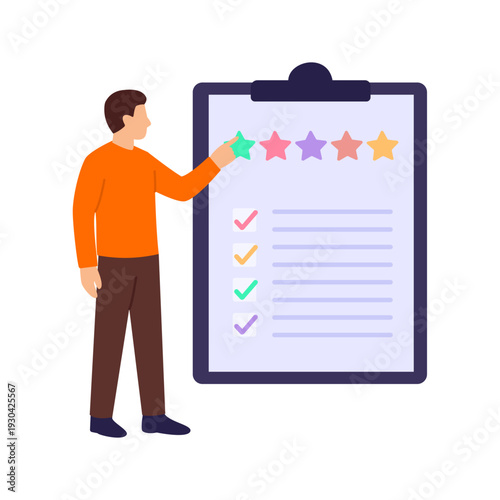 Supplier Evaluation, assessing vendor performance and reliability, Flat vector character illustration