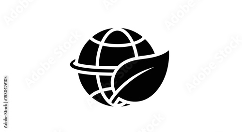 Black and white earth globe icon.