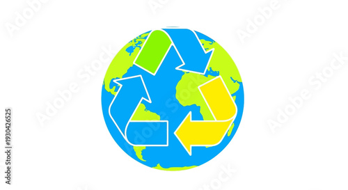 Recycling Globe with Colorful Arrows.