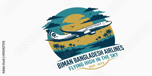 Biman Bangladesh Airlines logo featuring a plane over a tropical island