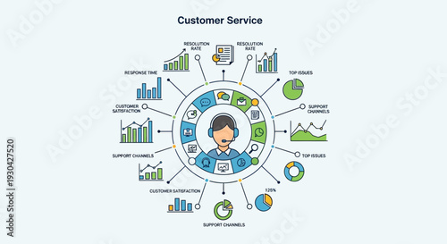 Customer service analytics and support concept illustration.