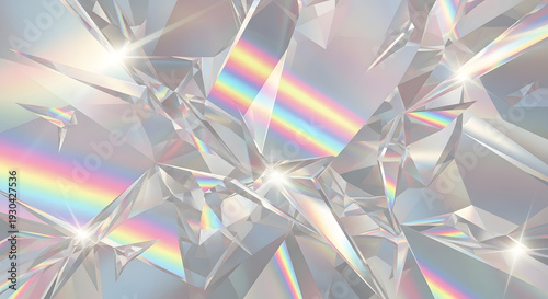 abstract geometric background illustration featuring shattered glass effect with sharp lines and angular shapes iridescent color palette with prism light refraction modern chaotic beauty cinematic lig