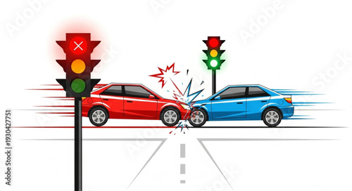 Cars Colliding at Traffic Lights.