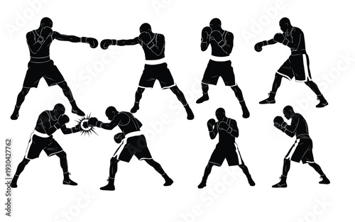 Boxing silhouette postures