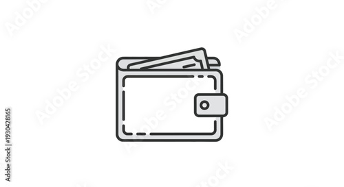 Outline icon of a wallet containing banknotes, representing finance, payments, shopping, and economy concepts.