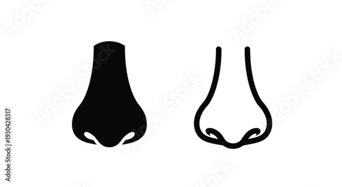 Silhouette depictions of a human nose in two distinct styles