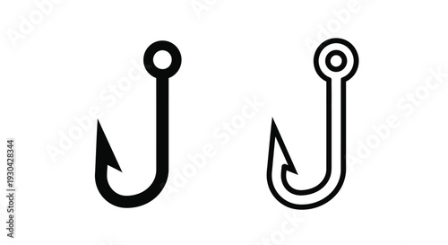 Two black hook icons one simple and one with a ring