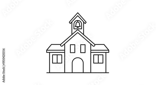Simple outline icon of a school building, educational institution, or traditional church with a bell tower