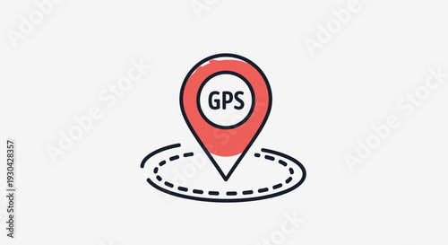 GPS location pin icon illustration. Global positioning system marker symbol with a destination point. Navigation and tracking concept.