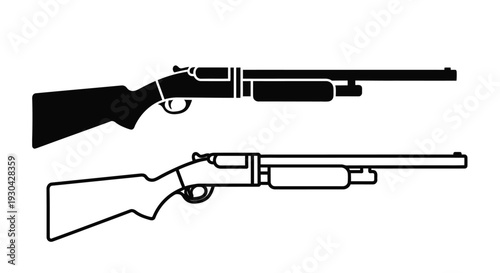 Black and white illustration of a lever action rifle shown in two styles