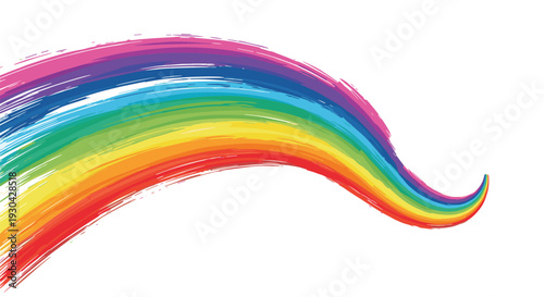 Vibrant hand-painted rainbow brush stroke sweeps across the frame in a wavy path to symbolize diversity and hope for projects.