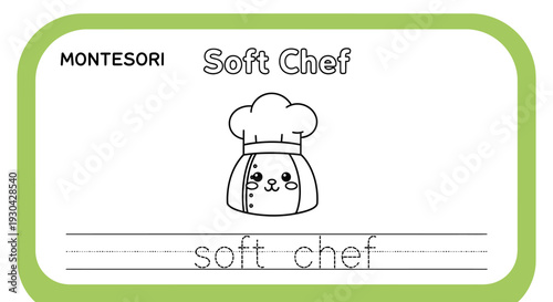 Montessori Soft Chef Coloring Page for Kids - Cute Chef Hat Character