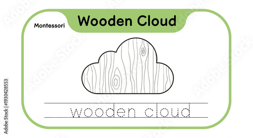 Montessori Wooden Cloud Tracing Worksheet for Kids